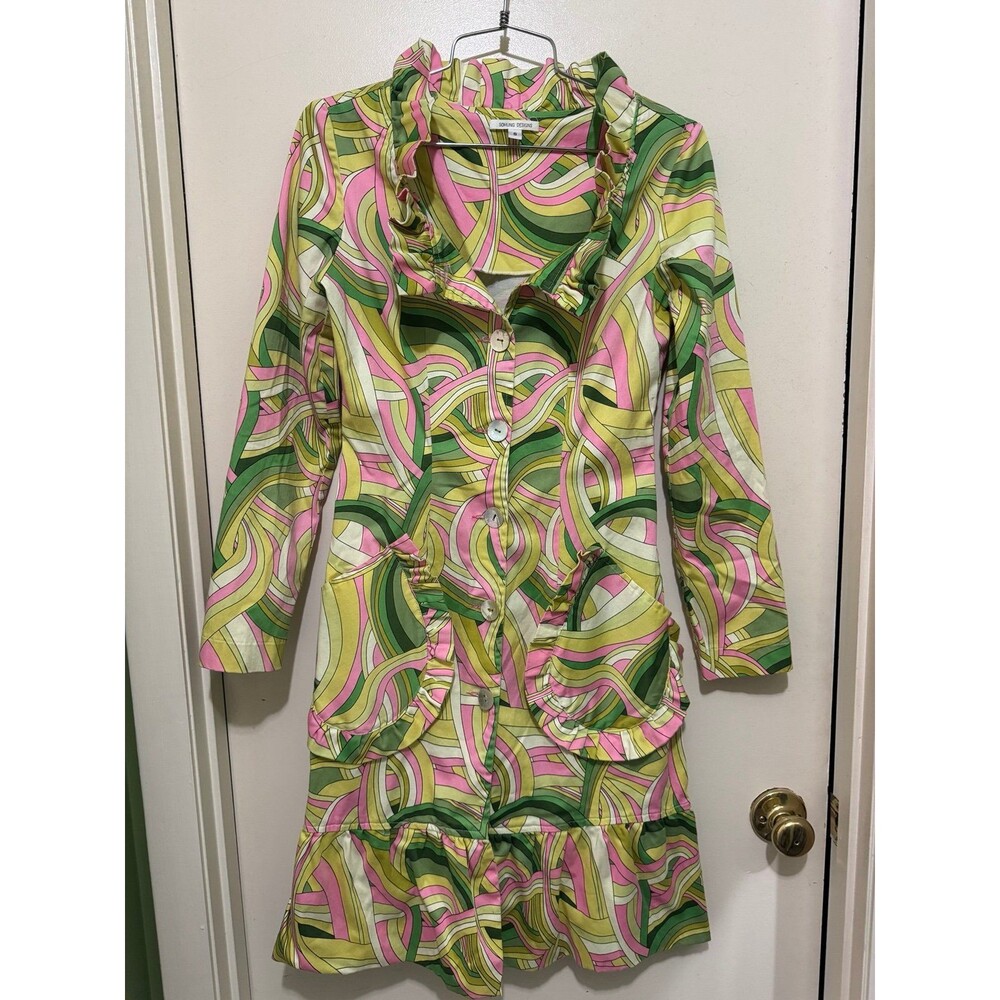 SOHUNG DESIGNS HANDMADE UNIQUE RETRO GROOVY FITTED DRESS/JKT small